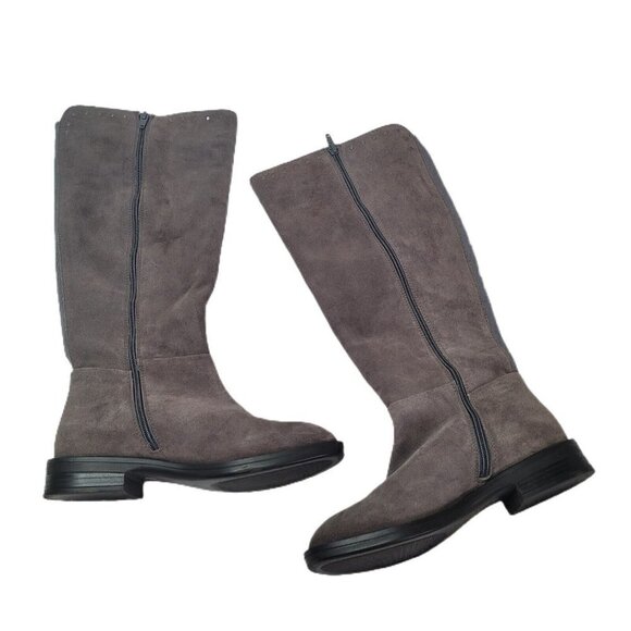 Natural Comfort by Steve Madden Gray Suede Zoe Riding Boot Stud Detail Size 7W - Picture 2 of 10